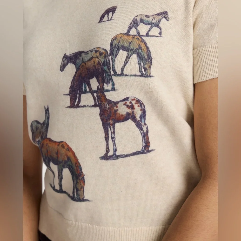 NWT Pendleton Women’s Wild Horse Cotton Knit Sweater in Ecru - XL - Picture 4 of 11